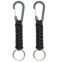BRAVESHINE 2 Pack Paracord Keyring, Outdoor Utility Carabiner Stroller Hooks Parachute Cord Key Hanger Mommy Clip Ring Hooks for Water Bottle, Backpack, Tools, Knife, Flashlight, Camping, Hiking