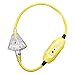 IRON FORGE CABLE 3 Foot Lighted Outdoor GFCI Extension Cord with 3 Electrical Power Outlets - 12/3 SJTW Heavy Duty Yellow Pigtail Extension Cable with 3 Prong Grounded Plug for Safety, 15 AMP