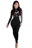 VamJump Womens Digital Print Long Sleeve High Waist Bodycon Club Jumpsuit Rompers