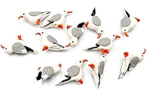 1shopforyou Lot of 12 pcs Small Seagull Décor Birds Figurines Indoor Patio Fairy Garden Supplies Animal Figurine Furniture Dollhouse