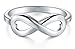 BORUO Infinity Ring - Platinum Plated Over Sterling Silver Rings For Women - 925 Infinity Sterling Silver Rings - Knot Ring - Infinity Shape Ring - Classic Gift for Special Occasions - Stackable - 2mm Size 4-12