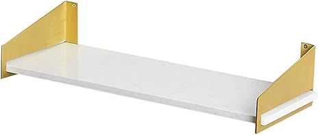 xgfqb Floating Shelves,Schwimmende Regale Marmor Wandregal aus Messing