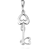 Love Heart Key Pendant Sterling Silver 925 Friendship Necklace Charm Fine Jewelry