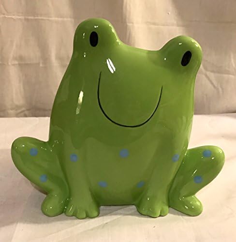 New Adorable 8" Ceramic Blue Polka Dot Frog with 4.5" Plant Pot Planter on Back