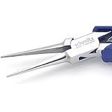 Needle Nose Pliers 6.1/8' | schmitz 4442HS22 | straight, long, very slim, tapered, serrated jaws | ESD Dissipative | Hightech tool for professionals | Made in Germany - Solingen