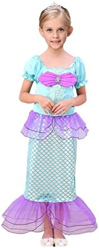 Vamelia Girls Kids Mermaid Princess Sequins Dress Cosplay Party Costume, Green 110