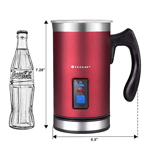 Huogary Milk Frother, Electric Milk Steamer for Hot and Cold Milk,Stainless Steel Milk Warmer,Silent Operation and Non-Stick Interior
