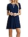 TINYHI Women's Swing Loose Short Sleeve Tshirt Fit Comfy Casual Flowy Tunic Dress Navy Blue,Small