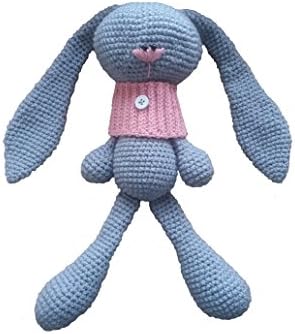Bunny Animal Handmade Stuffed Toy Knitted Crochet Doll By WorthyCrafts. Fluffy cute soft toy. Great gift idea.