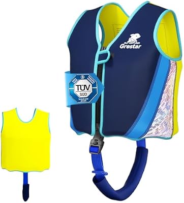 Gilet de Natation Enfant, Gilet Flottant pour Tout-Petit,Veste d'Entraînement de Natation avec 8 Flotteurs Amovibles,Sangle de Sécurité & Boucle, Veste Flottante pour Enfants Âge 2-6/15-30KG
