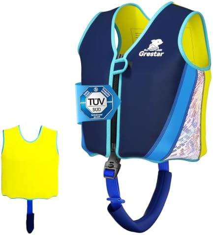 Gilet de Natation Enfant, Gilet Flottant pour Tout-Petit,Veste d'Entraînement de Natation avec 8 Flotteurs Amovibles,Sangle de Sécurité & Boucle, Veste Flottante pour Enfants Âge 2-6/15-30KG
