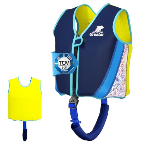 Schwimmweste Kinder, Schwimmhilfe Schwimmen Jacket mit 8 Herausnehmbaren EPE-Blöcken, Verstellbarem Schrittgurt & Sicherheitsverschluss für Jungen und Mädchen 2-6 Jahre/15-30KG
