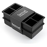 Samuelworld Ice Cube Tray 2-Inch Large Size Silicone Flexible 8 Cavity Ice Maker for Whiskey and Cocktails, Keep Drinks Chilled (2pc/Pack)