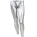YiZYiF Fashion Men's Faux Leather PVC Trousers Night Club Dance Slim Long Pants Sliver Medium