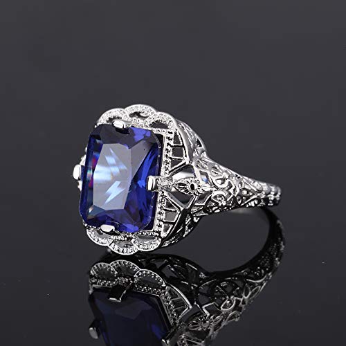 Huge Natural 3.5Ct Tanzanite 925 Silver Ring Women Wedding Engagement (mazarine #6)