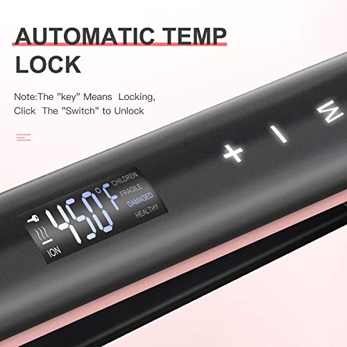 BESTOPE Professional Touchscreen Hair Straightener Ceramic Tourmaline Flat Iron for Hair with Temp Lock Function, Negative Ionic and Adjustable Temperature for All Hair Types(1 Inch)