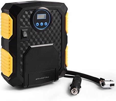 Portable Digital Tire Inflator - GRANDTAU DC 12V Car Electric Air Compressor Pump with Light - Preset Pressure, 150PSI for Vehicles, Tires Balls, Inflatable Objects