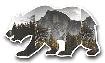 Half Dome Yosemite Valley Cali Bear Vinyl Sticker For Laptop Journal Or Wall