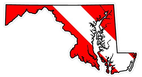 Maryland State (Y21) Diver Down Flag Vinyl Decal Sticker Car Laptop/Netbook