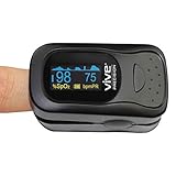 Vive Precision Pulse Oximeter Fingertip - Heart Rate & SpO2 Monitor - Blood Oxygen Saturation Levels Sensor Finger Reader - Ox EMT Plethysmograph Digital O2 Tracker - Batteries, Case, Lanyard Included