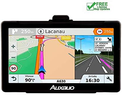 GPS Navigation for Car AUXAUO 7 inch 8GB&256MB GPS Navigation System,Spoken Turn- to-Turn Traffic Alert Vehicle Car GPS Navigator,Lifetime Free Map Updates