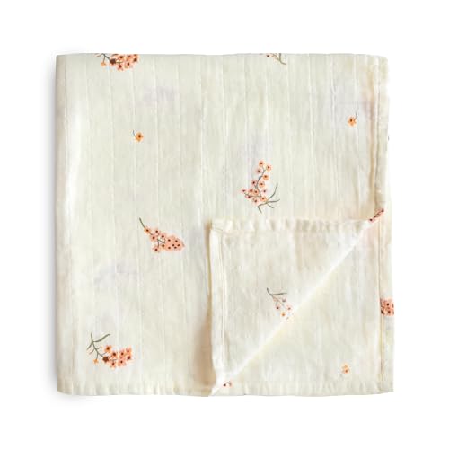 Mushie Muslin Baby Swaddle Blanket | Baby & Toddler Swaddle | Material: 100% Organic Cotton | Pre-Washed for Softness | Breathable | Keep Child Warm & Cuddly (Flowers) — image 1