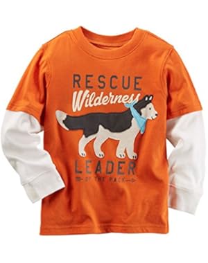 Baby Boys Long-Sleeve Layered-Look Rescue Wilderness Graphic Tee, 3M, Orange