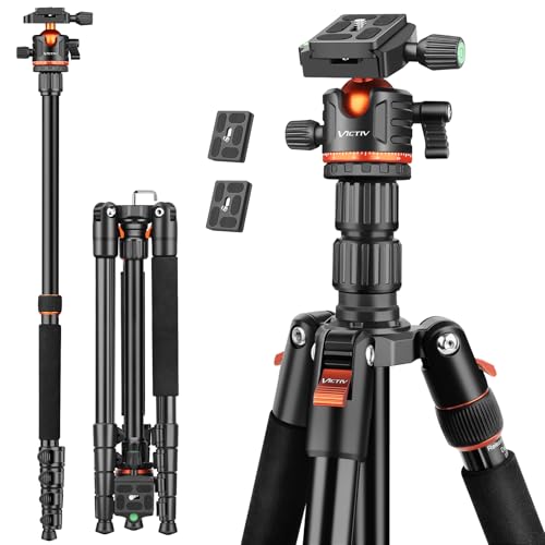 Victiv Kamera Stativ, 198cm Tragbares Reisestativ, 2-in-1 Dreibein Stativ & Einbeinstativ mit 360° Panorama Kugelkopf für DSLR Canon Nikon Sony, Alumi