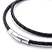 jonline24h Mens Womens Black Braided Leather Cord Rope Necklace Chain Stainless Steel Clasp 4mm 14-30inch