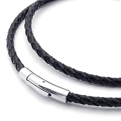 Jonline24h black braided leather cord rope necklace cha…