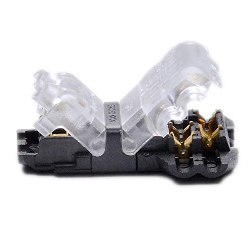 2 Pin T Connector for 22/20/18 AWG Wiring,Max DC/AC 300V 10A,IDC Self Stripping,T Tap Wire Splicer to Connect Branches to Main Wire,Car,LED Lighting,Video/Audio,and More,Clear Cover,10 PCS - Thumbnail 3