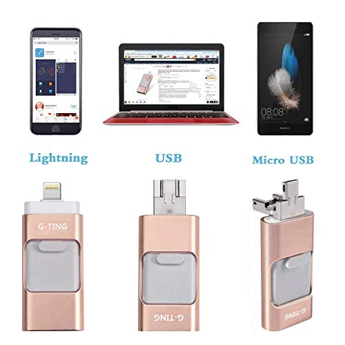 USB Flash Drives for iPhone 64 GB Pen-Drive Memory Storage, G-TING Jump Drive Lightning Memory Stick External Storage, Memory Expansion for Apple iOS Android Computers (Pink) - Thumbnail 3