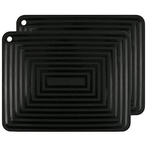 2 Pack,Silicone Trivet Mats/Hot Pads,Pot Holder,9"x12" Non Slip Flexible Durable Heat Resistant Pot Coaster Kitchen Table Mats (Black) - Thumbnail 7