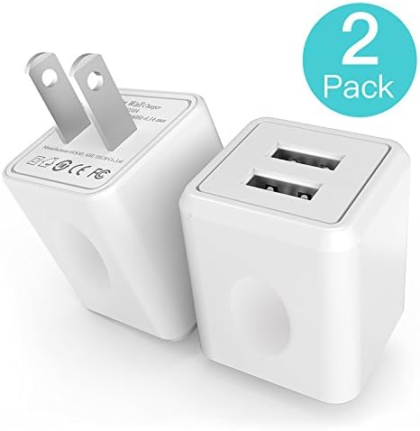 Wall Charger,2-Port Rapid USB Portable Travel Adapter for iPhone 7 6/6S Plus, 5/5S, iPad Pro, Galaxy S7, S6 Edge Plus, S5, Nexus, HTC &amp; more(2-Pack)