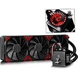 DEEPCOOL Captain 360EX All-in-One Liquid CPU Cooler with 360mm Radiator, 3×120mm PWM Fans, Waterblock with Bionic Red LED Lighting, Black, AM4 Compatible, 3-Year Warranty