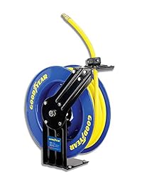 Goodyear L815153G compresor de aire retráctil de acero carrete de manguera de agua con 3 8 pulgadas x 50 pies. Manguera de hule de 300 psi como máximo