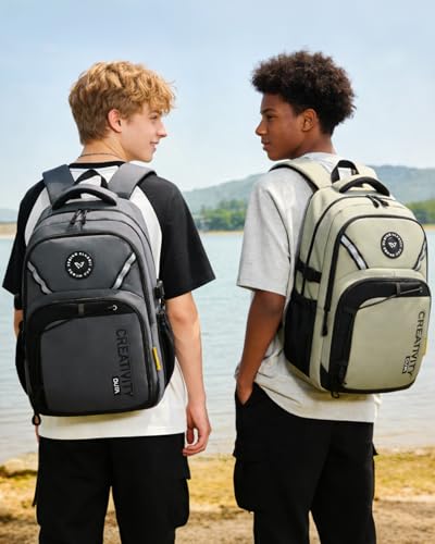 Amythe School Backpack for Teenagers, School Backpacks for Youth 10-18 Years with Various Compartments, Large Waterproof Backpacks for Viagem & School, grey, Daypack Backpacks