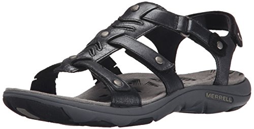 Merrell Women's Adhera Strap Sandal, Black, 10 M US