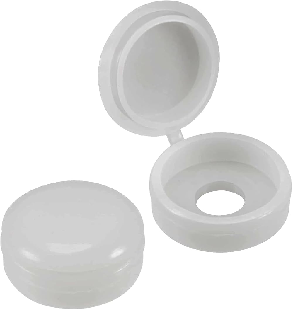 Merriway BH01144 White Plastic Screw Covers Caps for No 6 & 8 Screws - Pack of