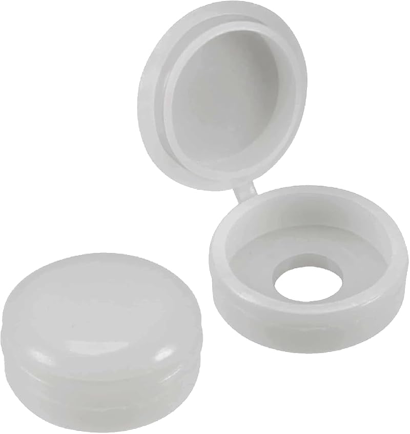 Merriway BH01144 White Plastic Screw Covers Caps for No 6 & 8 Screws - Pack of