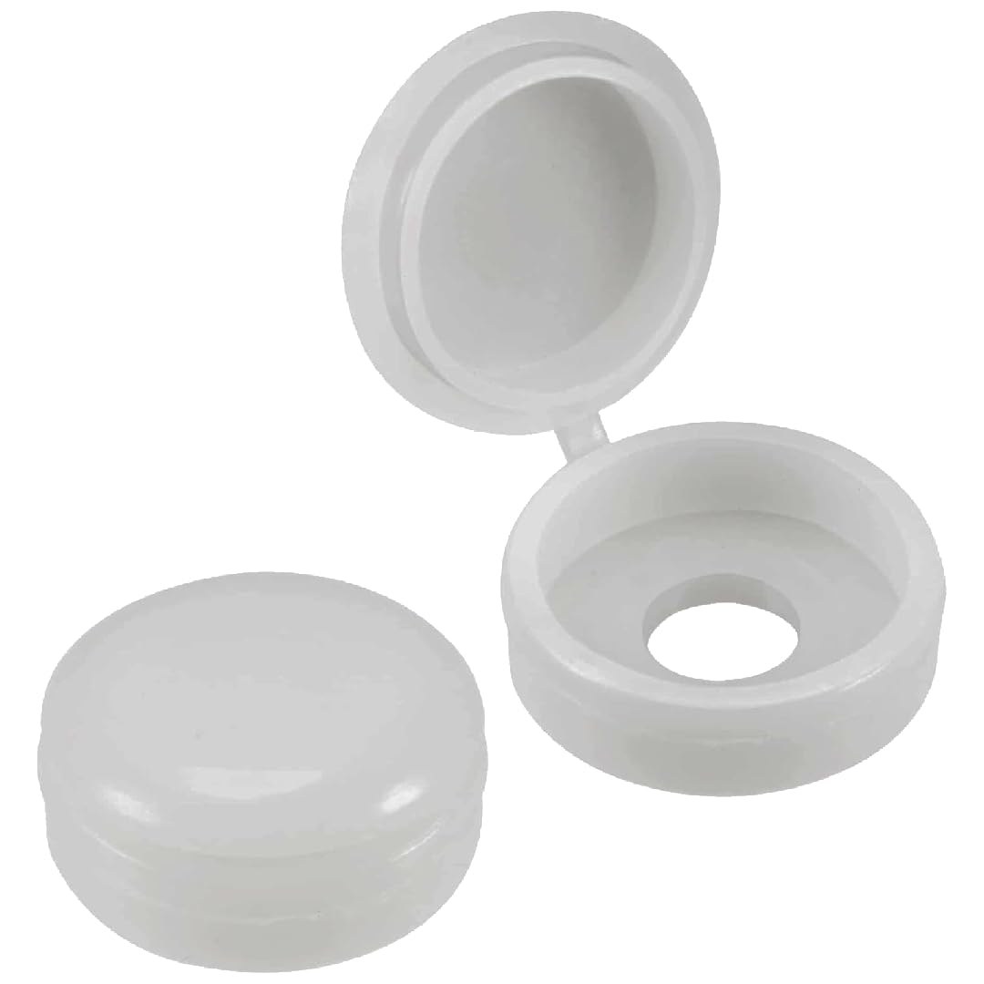 Merriway® BH01144 (50 Pcs) White Plastic Screw Cup and Covers to Fit No. 6 & No. 8 Screws - Pack of 50 Pieces