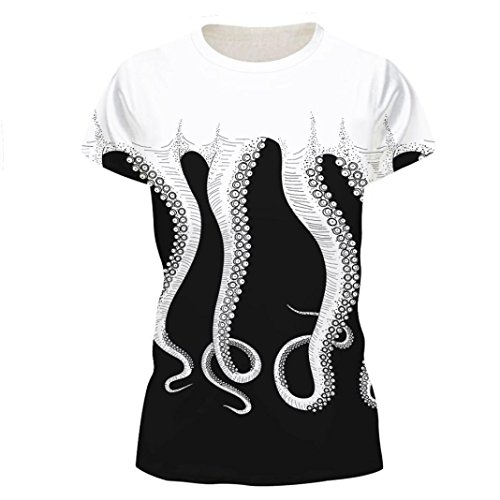 Usstore for Men Women Top Fashion Octopus Printing Short Sleeve Summer T-Shirt Pullover Blouse (Women, XL)
