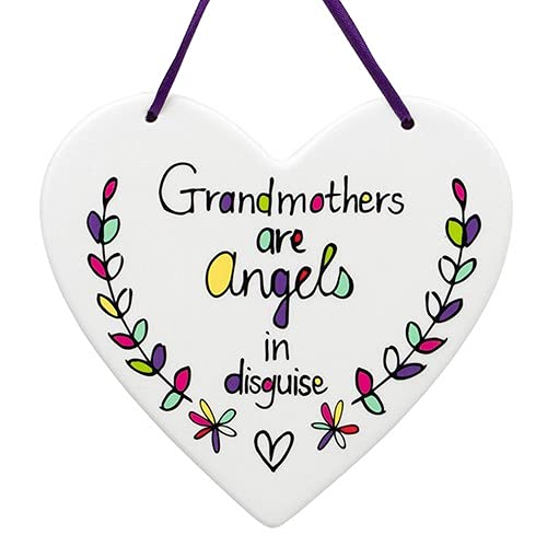 Just Saying Grandmothers Are Angels Ceramic Heart Shaped Hanging Plaque Gift 310601