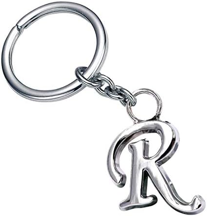 MISMIL Alphabet Letter R Silver Metal Keyring for Car Bike Keychain