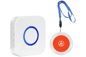 PANDAAR Wireless Caregiver Pagers Call Bell for Elderly Monitoring,Wearable SOS Call Button for Patients, Home Alarm System for Elderly, Sick, Pregnant, Disabled (1 Button and 1 Receiver)