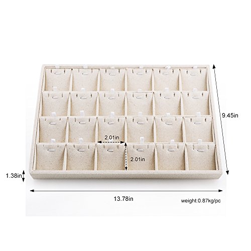 Oirlv Stockable 24 Grids Insert Jewelry Tray Pendant Earrings Storage Trays Showcase Display Organizer