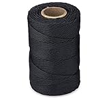 Waxed 100% Polyester Black Twine/Cord | 1,005 feet (335 Yards) | 9-ply | 115-Pound Loop Strength Cable Tie Down Lacing | Made in USA