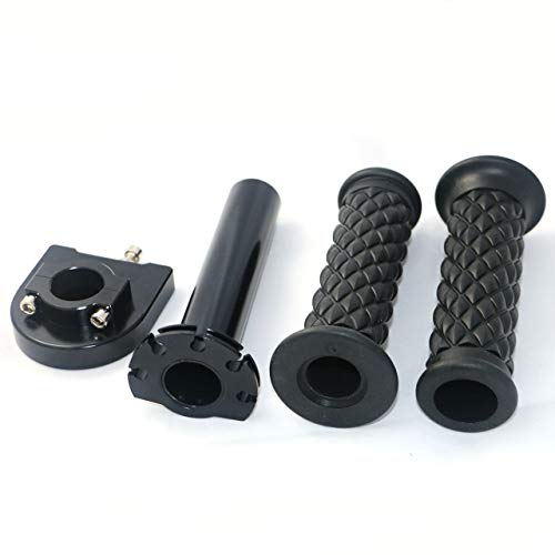 Yibid Motorcycle 7/8" Handlebar Antiskid Rubber Hand Grips and Twist Quick Throttle Tube Lever Control for 22MM Honda Yamaha Motorcross Scooter Custom Sport Street Bike (Black) - Thumbnail 3