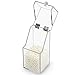 MyGift Hinged Top Lid Makeup Brush Case with White Faux Pearls, Clear Acrylic