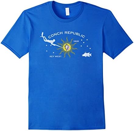 Mens Key West Florida Flag Spearfishing T Shirt - Freedive Shirt Large Royal Blue